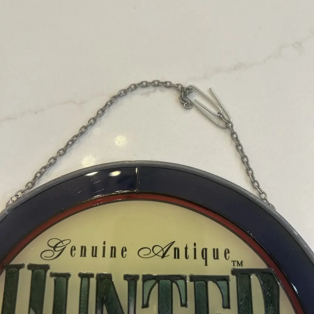 GENUINE ANTIQUE HUNTER Stained Glass Round Wall Hanger‎ Artist ANDE ROONEY